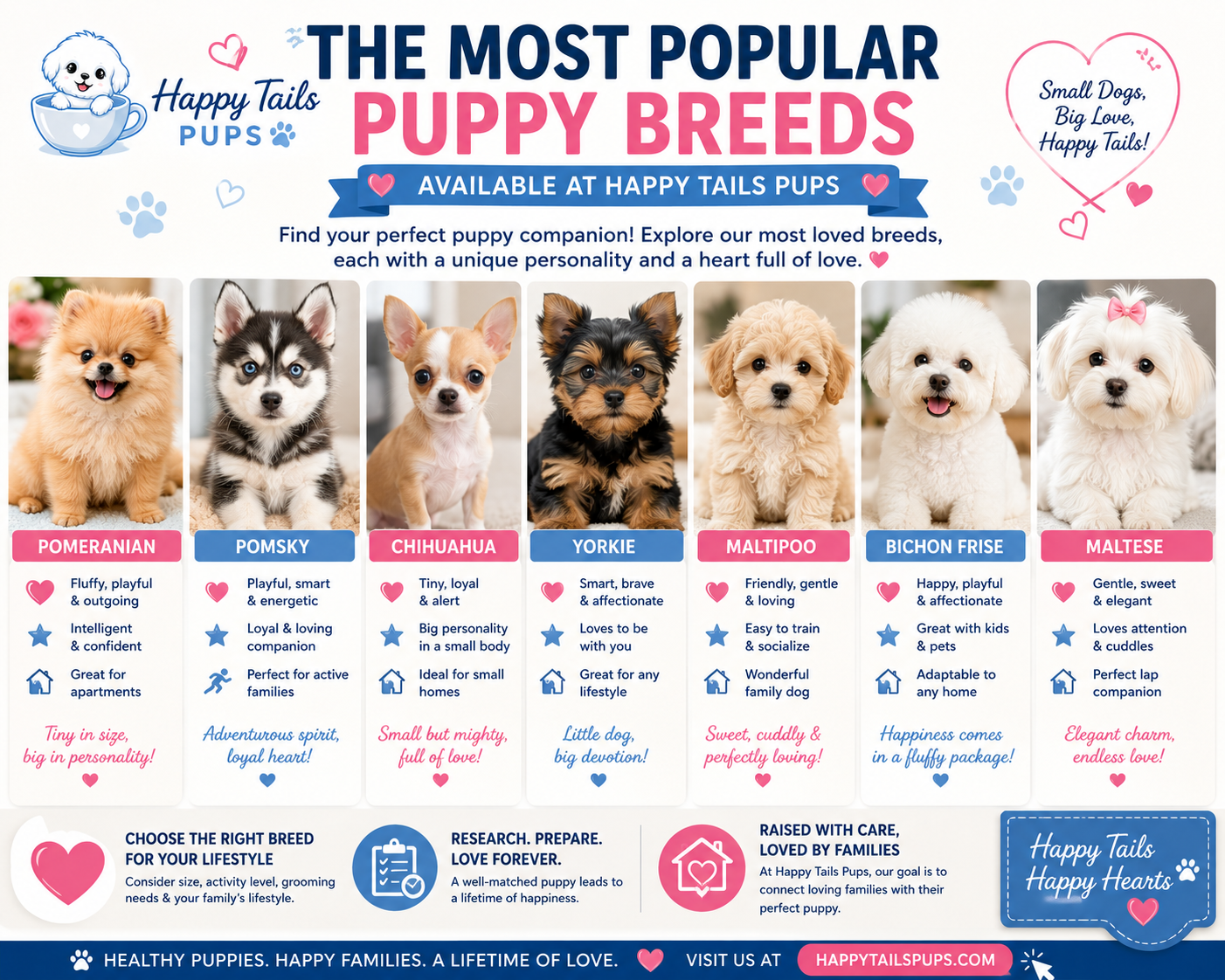 The Most Popular Puppy Breeds Available at Happy Tails Pups